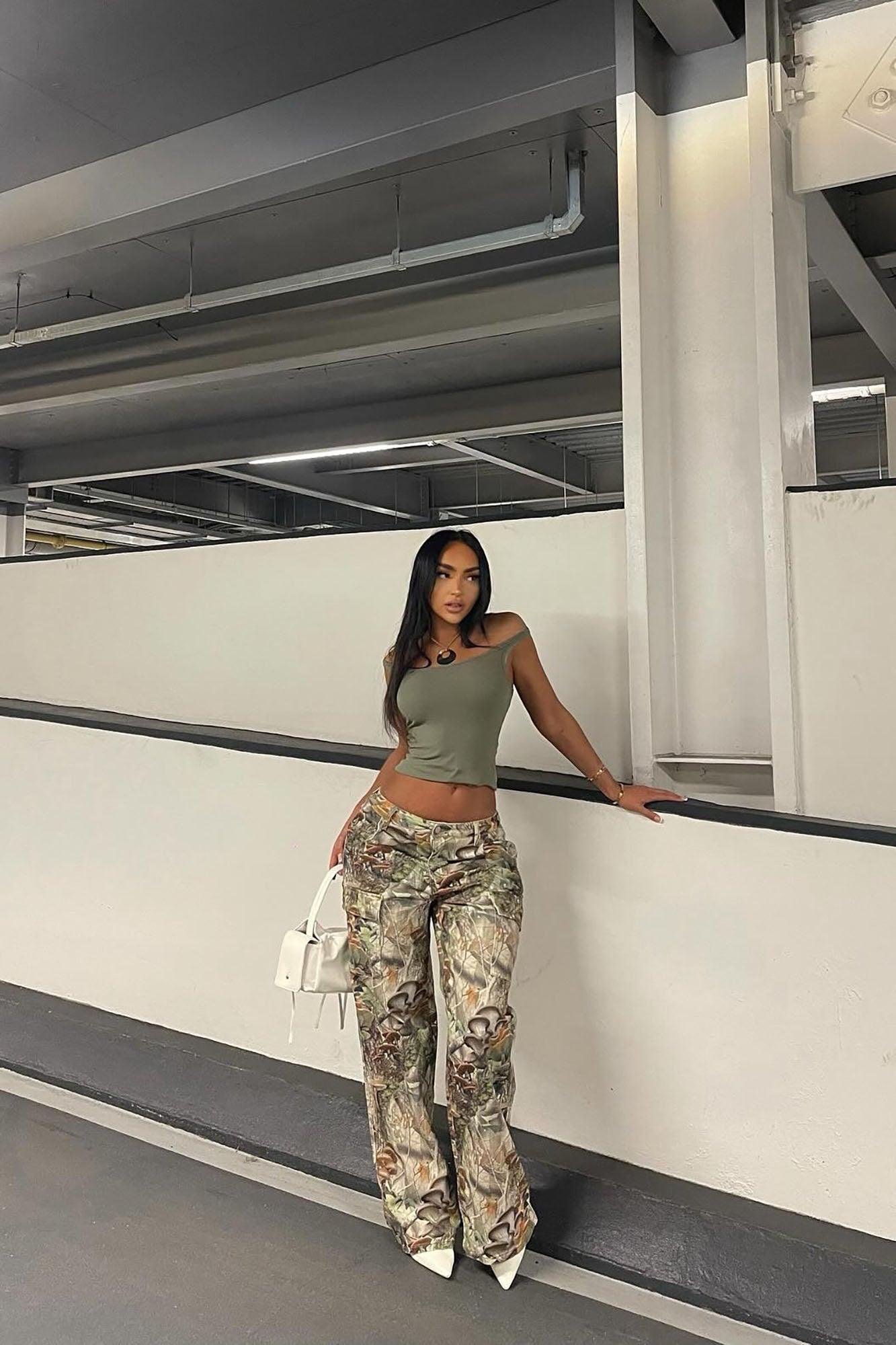 Weekend Trip Camo Stretch Cargo Jean - Taupe/combo Product Image