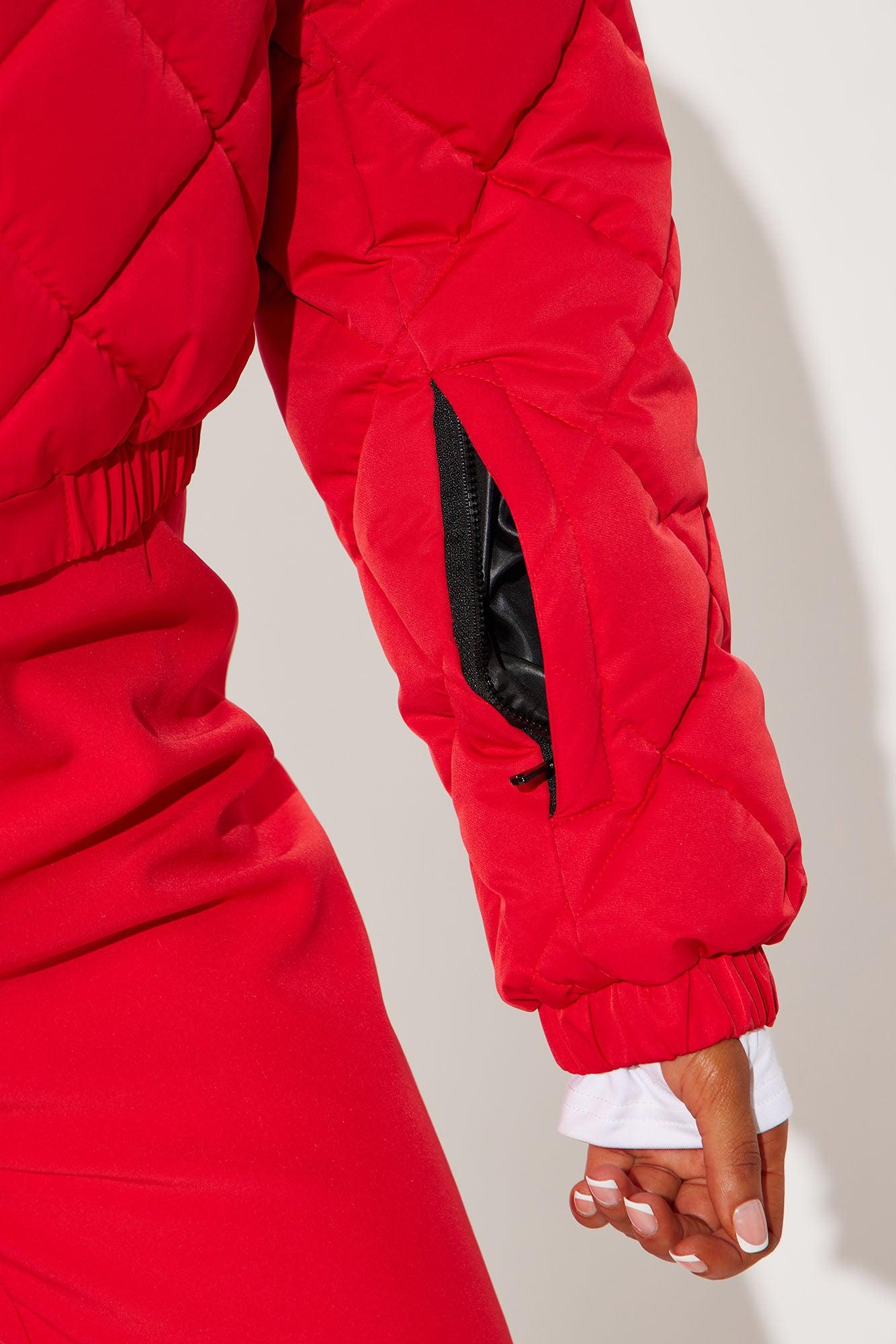 Snow Days Quilted Puffer Jacket - Red Product Image