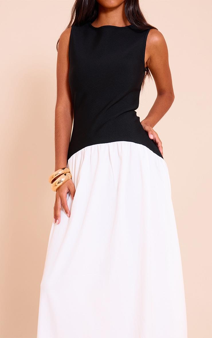 Petite Black Sleeveless Fitted Drop Waist Maxi Dress Product Image