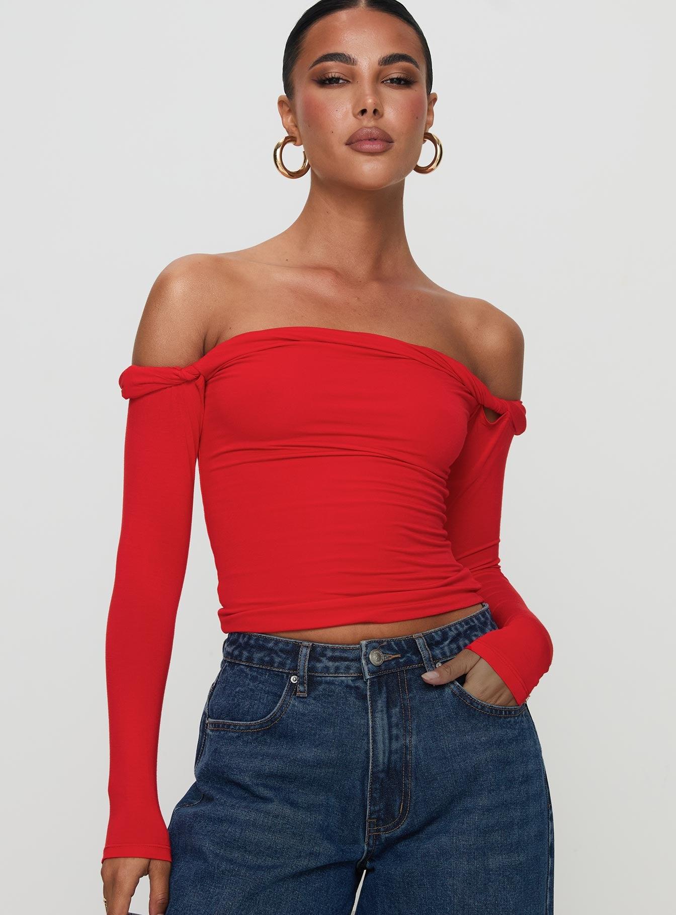 Dusky Long Sleeve Top Red Product Image