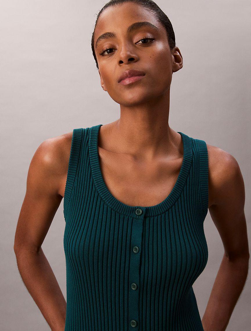 Smooth Cotton Rib Slim Midi Dress Product Image