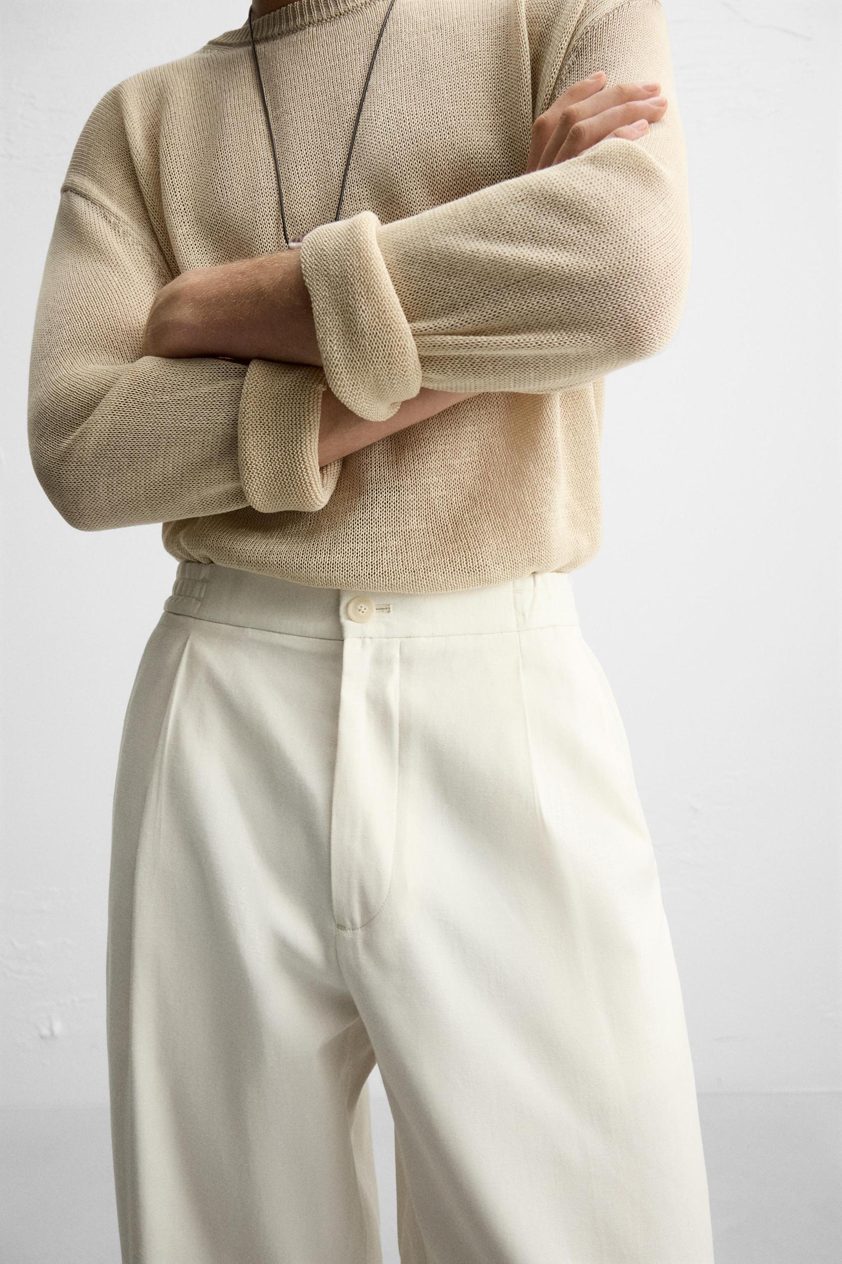 COTTON - LINEN PLEATED PANTS Product Image