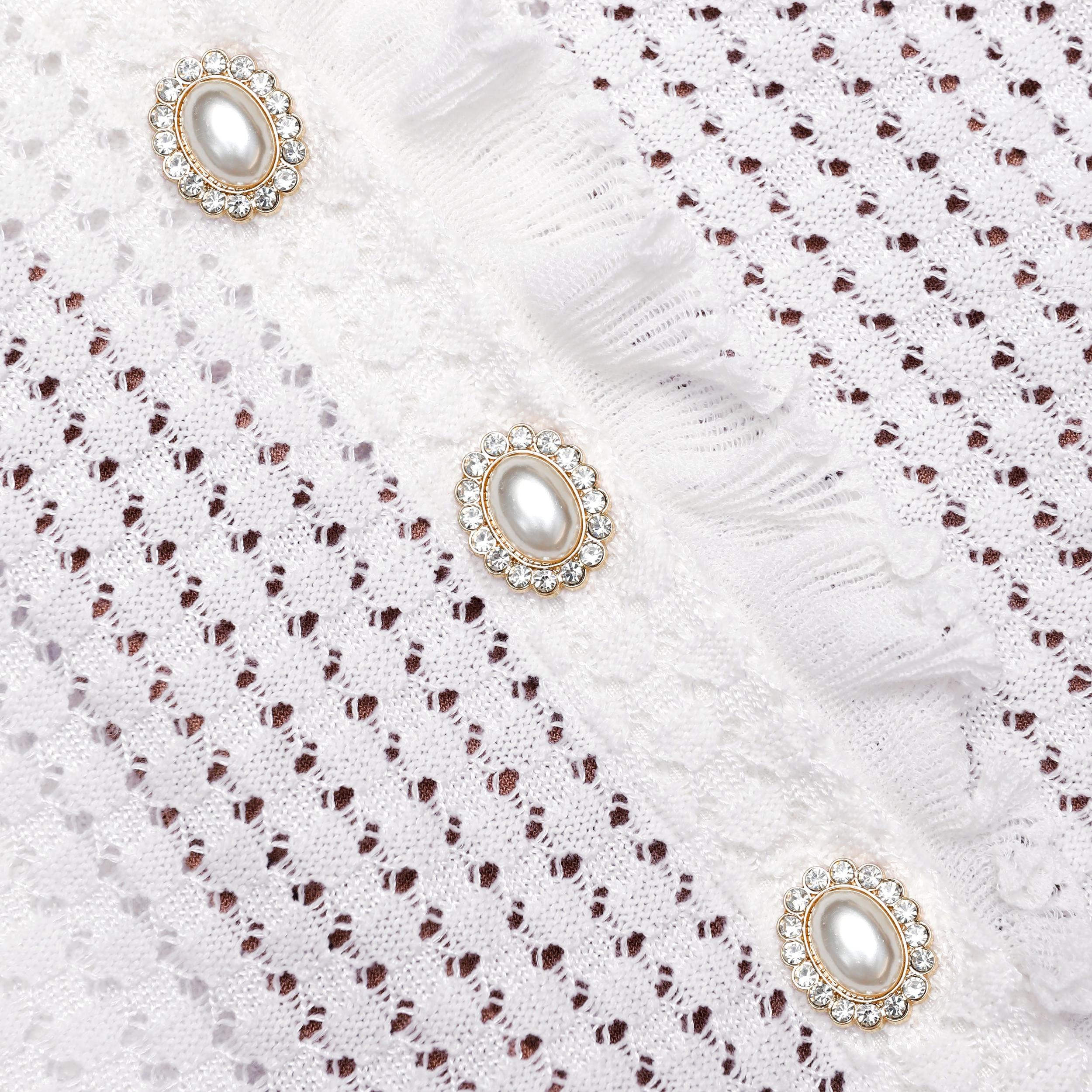 White Pointelle Knit Flare Midi Dress Product Image