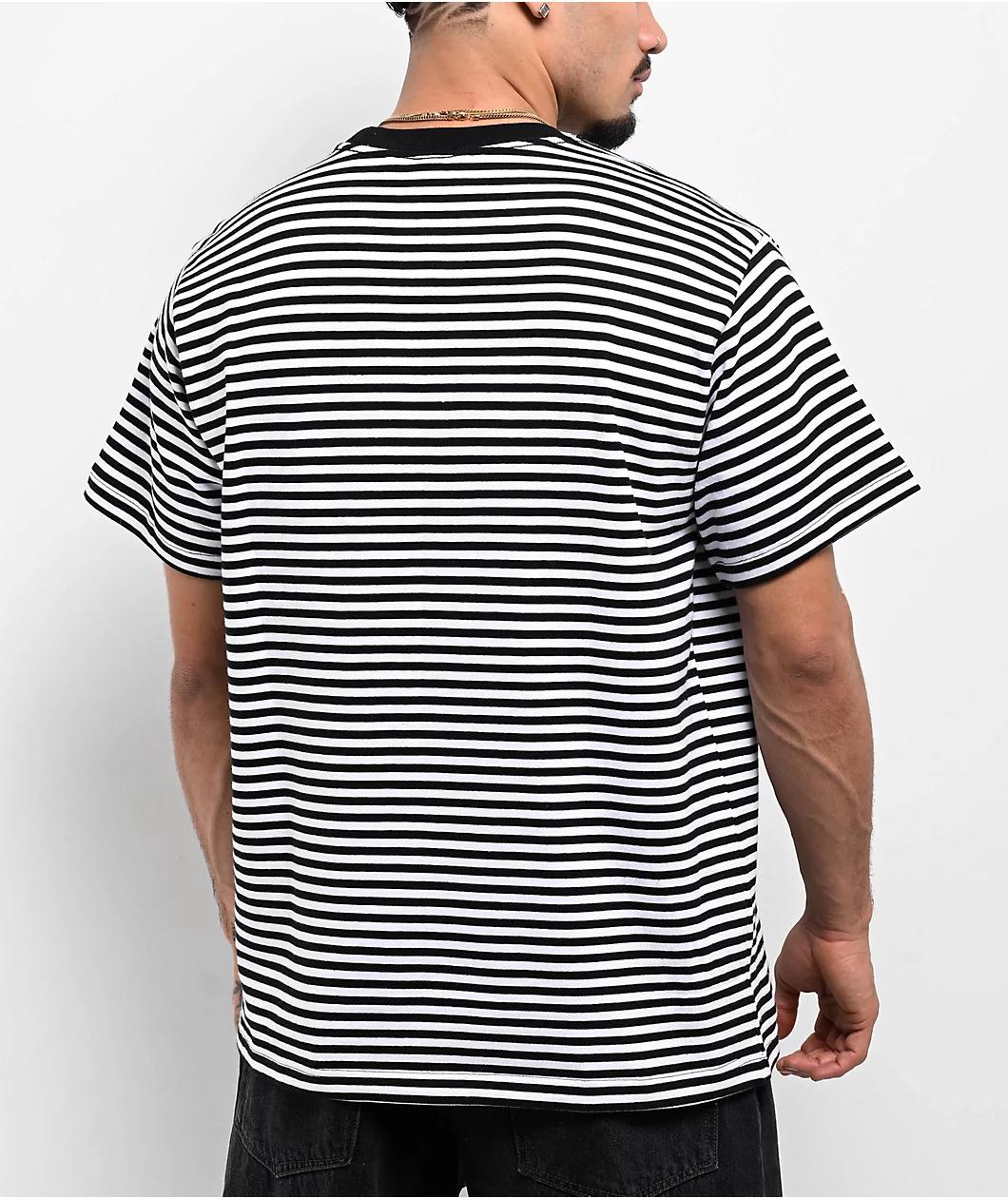 Obey Established Works Eyes Black & White Stripe T-Shirt Product Image