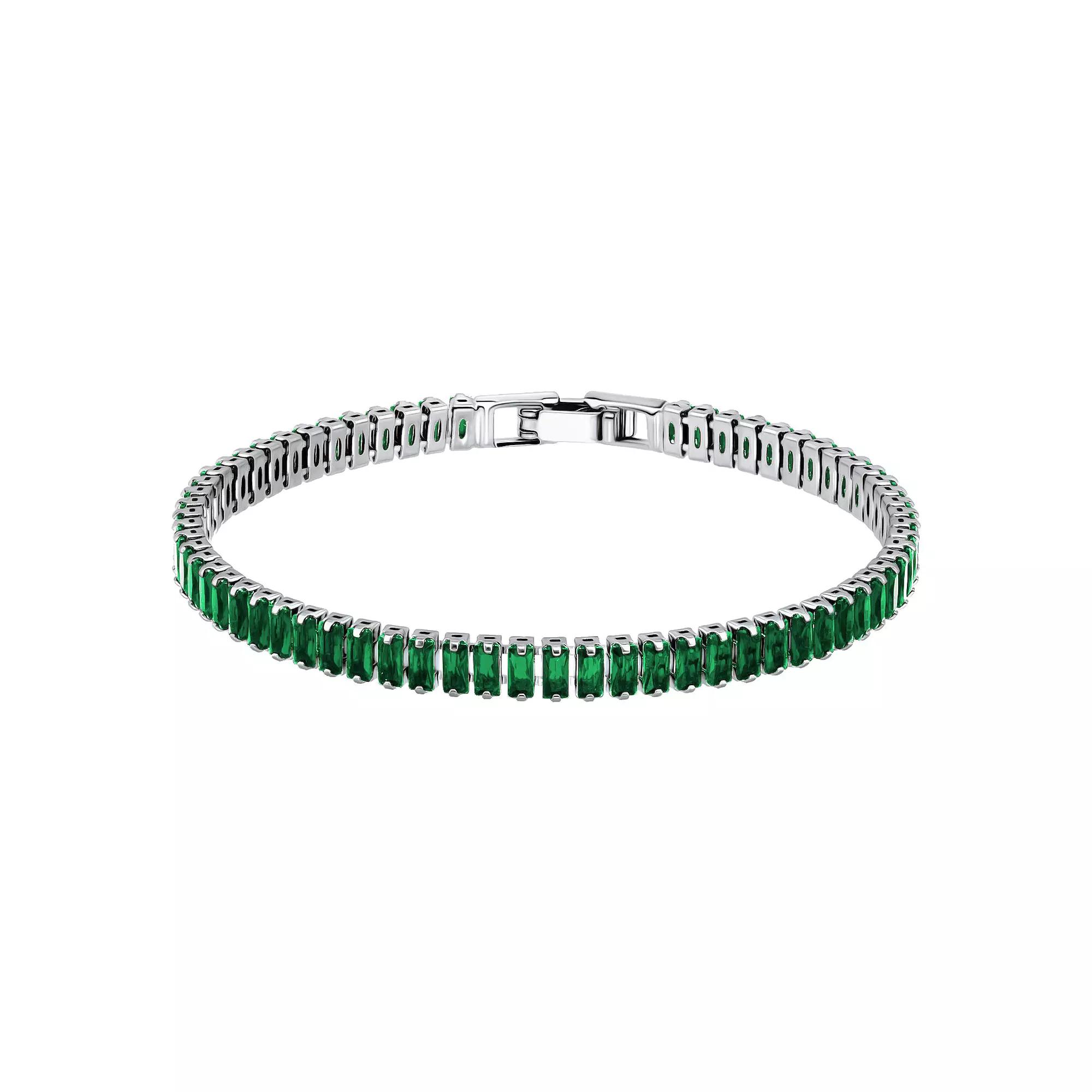 Aleure Precioso Sterling Silver Plated Crystal Tennis Bracelet, Women's,  Product Image