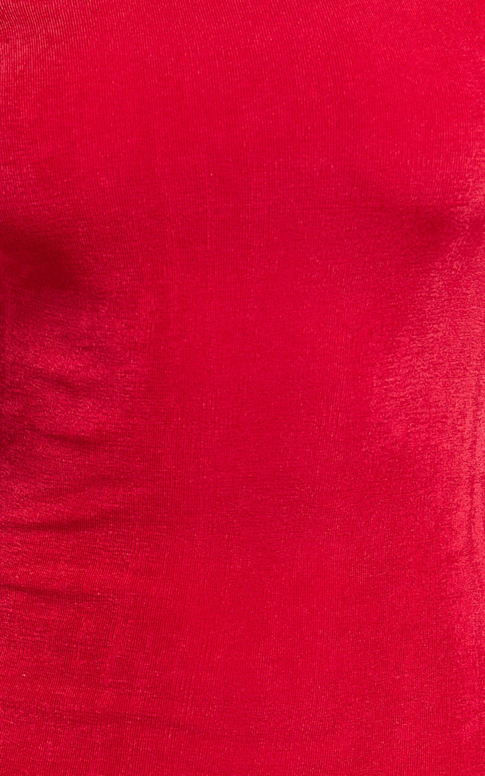 Isabel Midi Dress - Twist Off Shoulder Bodycon Dress in Red Product Image