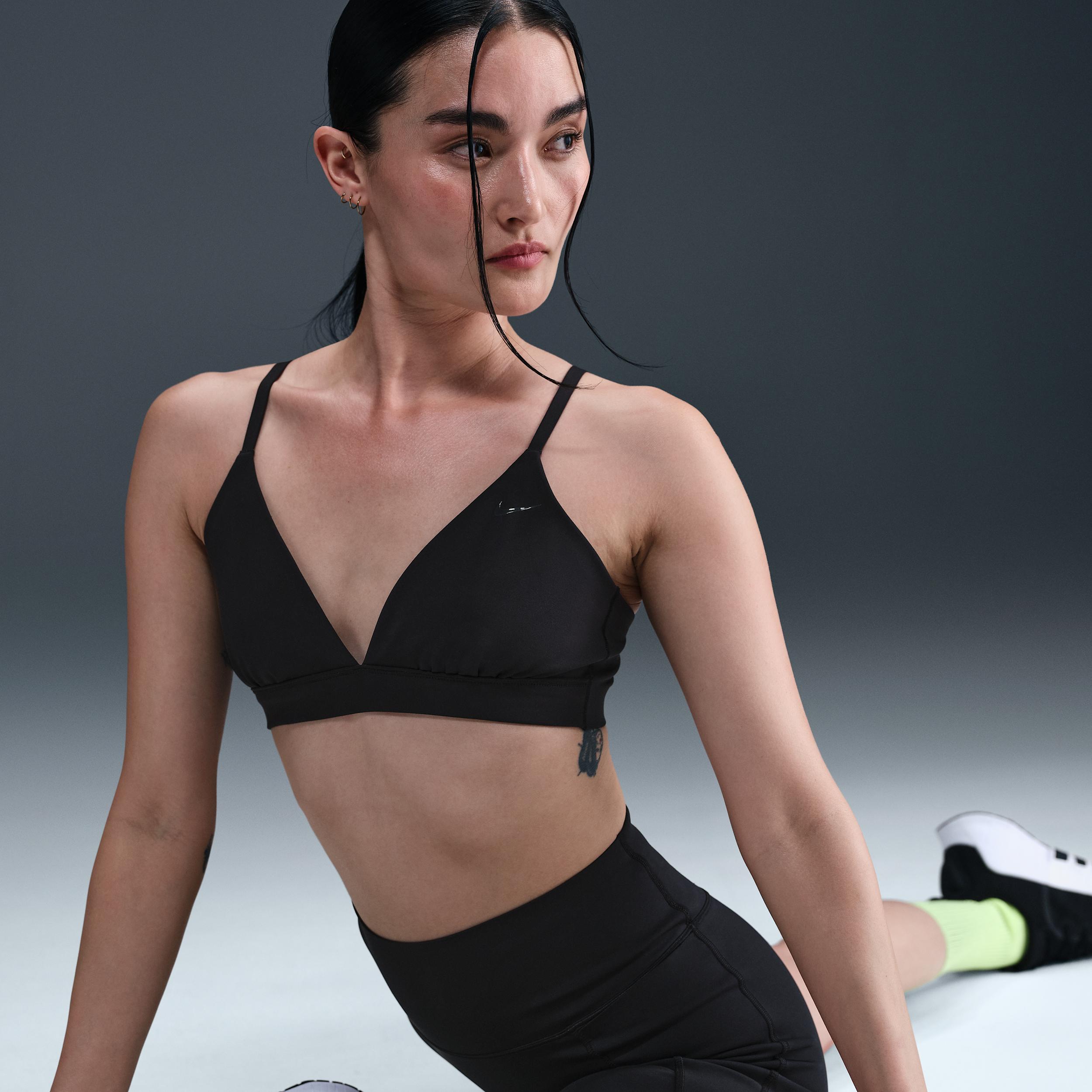 Nike Womens Form Light-Support Non-Padded Triangle Sports Bra | HQ7003-011 Product Image