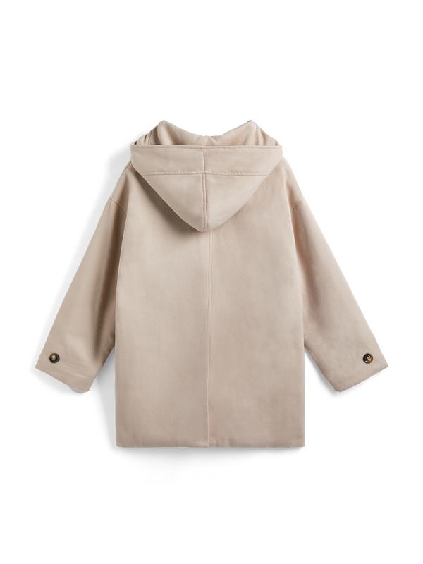 Padded Wool Blend Hooded Long Coat Product Image