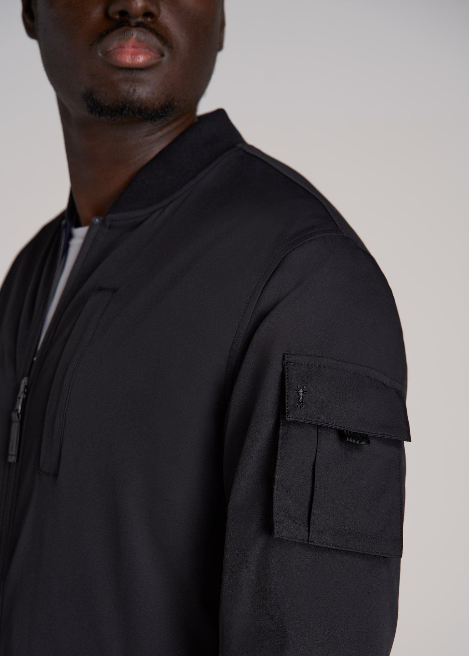 Reversible Bomber Jacket for Tall Men in Black and Navy Male Product Image