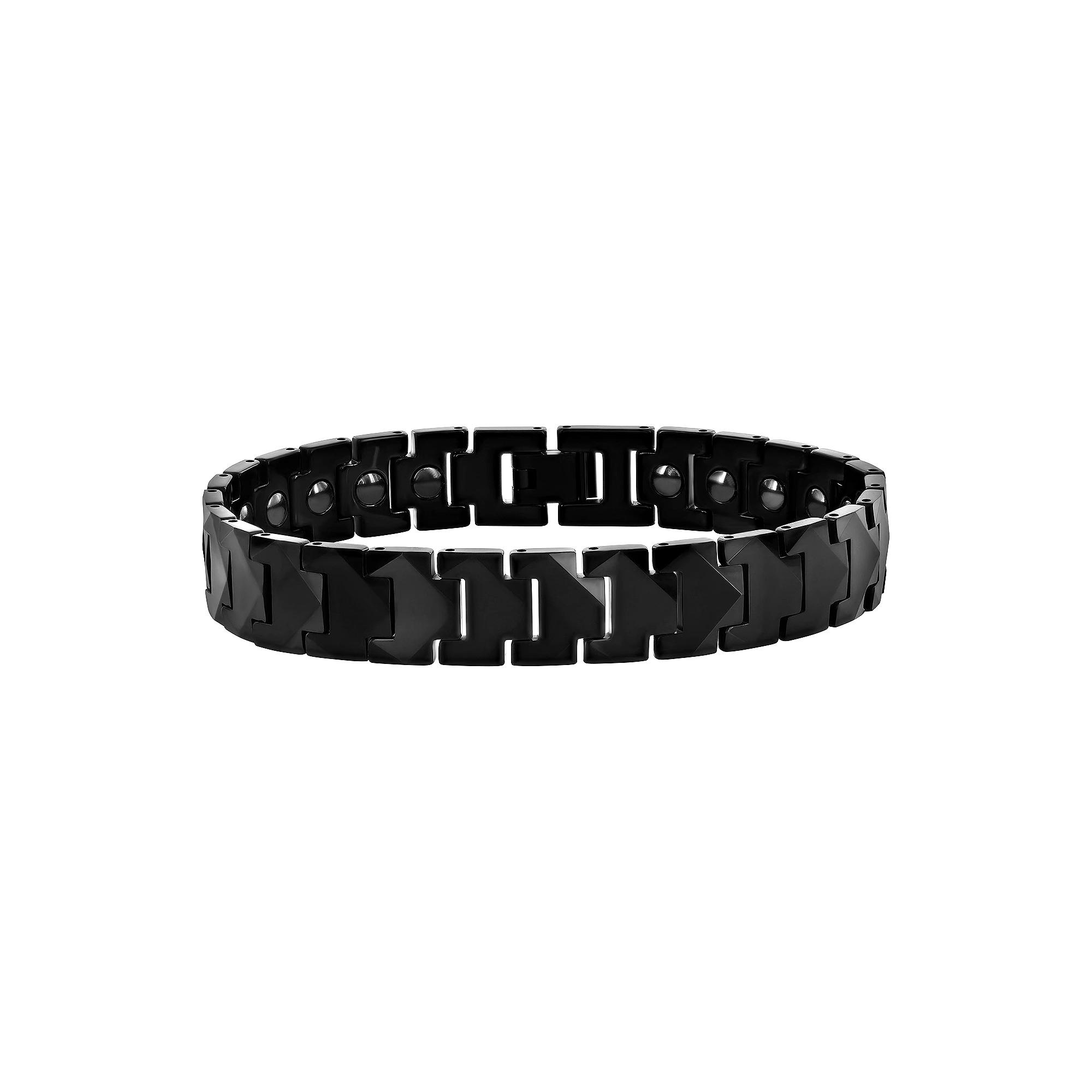 Men's Metallo Tung Black Plated Puzzle Magnetic Link Bracelet, Size: 8.5", Black Tungsten Product Image