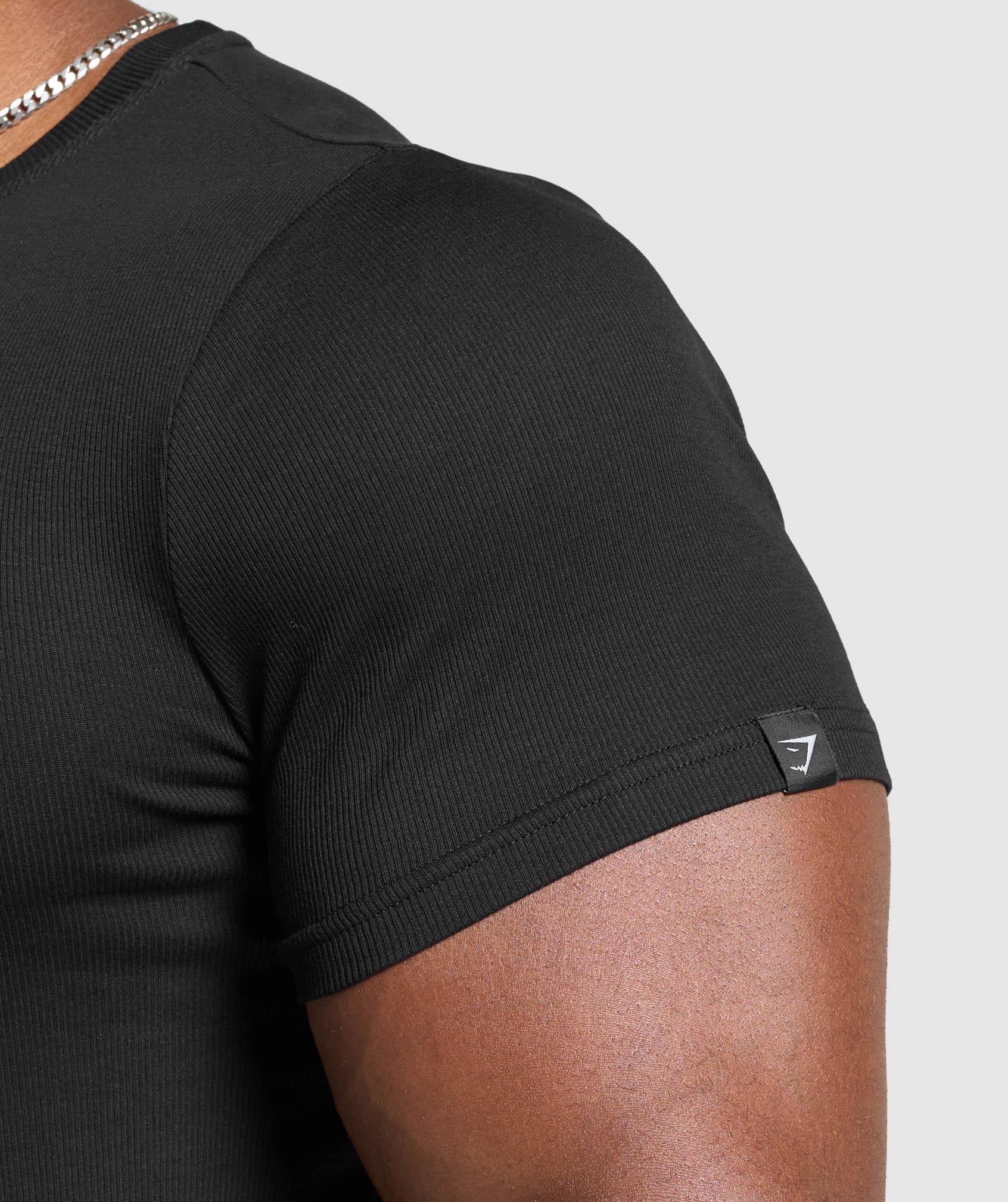 Gymshark Ribbed T-Shirt - Black Male Product Image