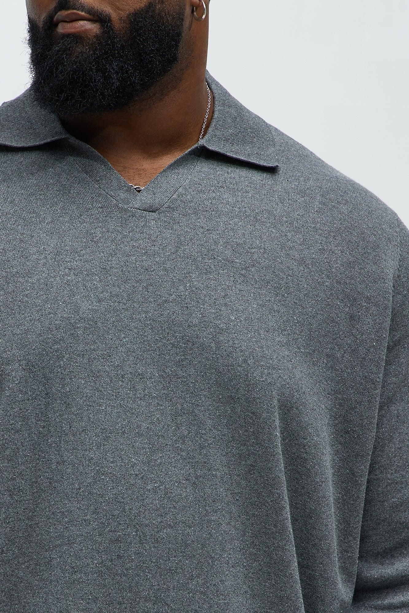 Noyes Johnny Collar Lightweight Sweater - Heather Grey Product Image
