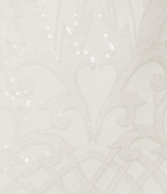 B. Darlin V-Neck Spaghetti Strap Fitted Bow Back Sequin Mini Dress Product Image