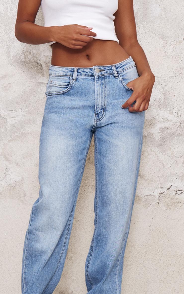 Mid Blue Wash Turn Up Hem Jeans Product Image