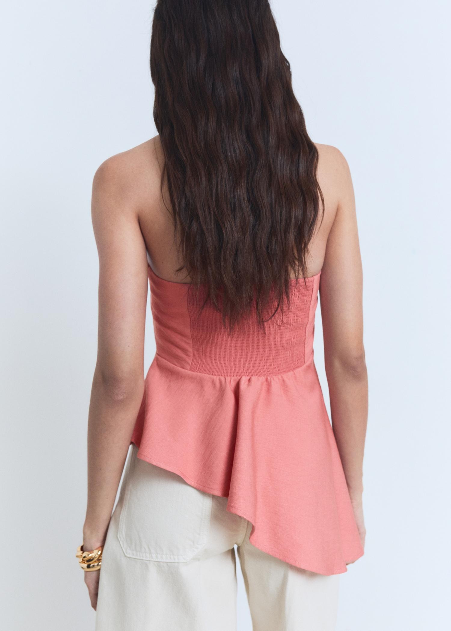 Asymmetrical strapless top - Women | MANGO USA Product Image