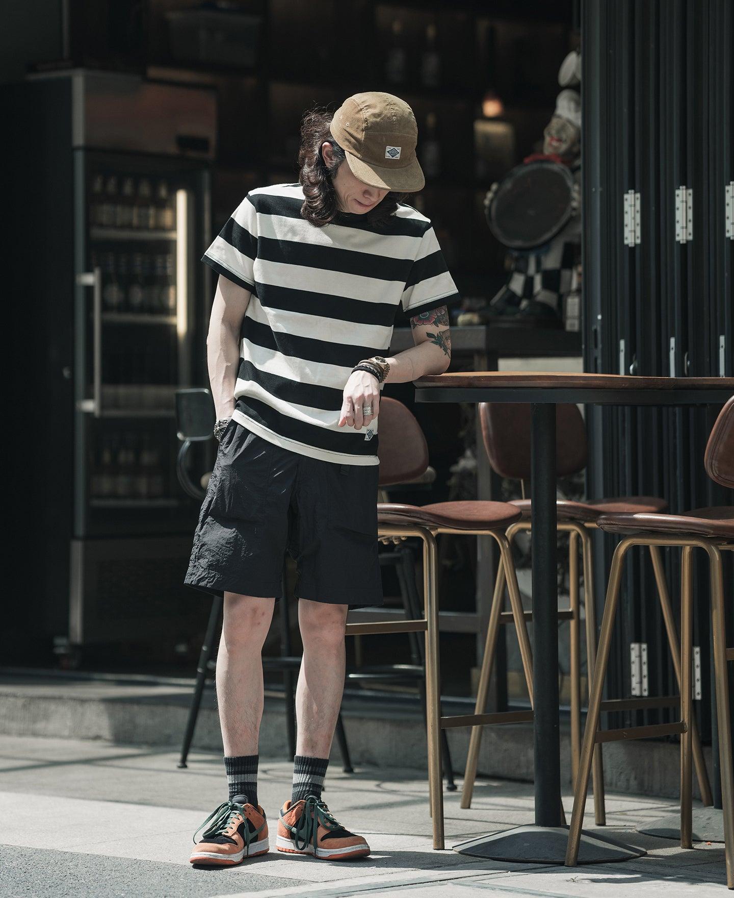 Heavyweight Cotton Wide Striped T-Shirt - Black/White Product Image