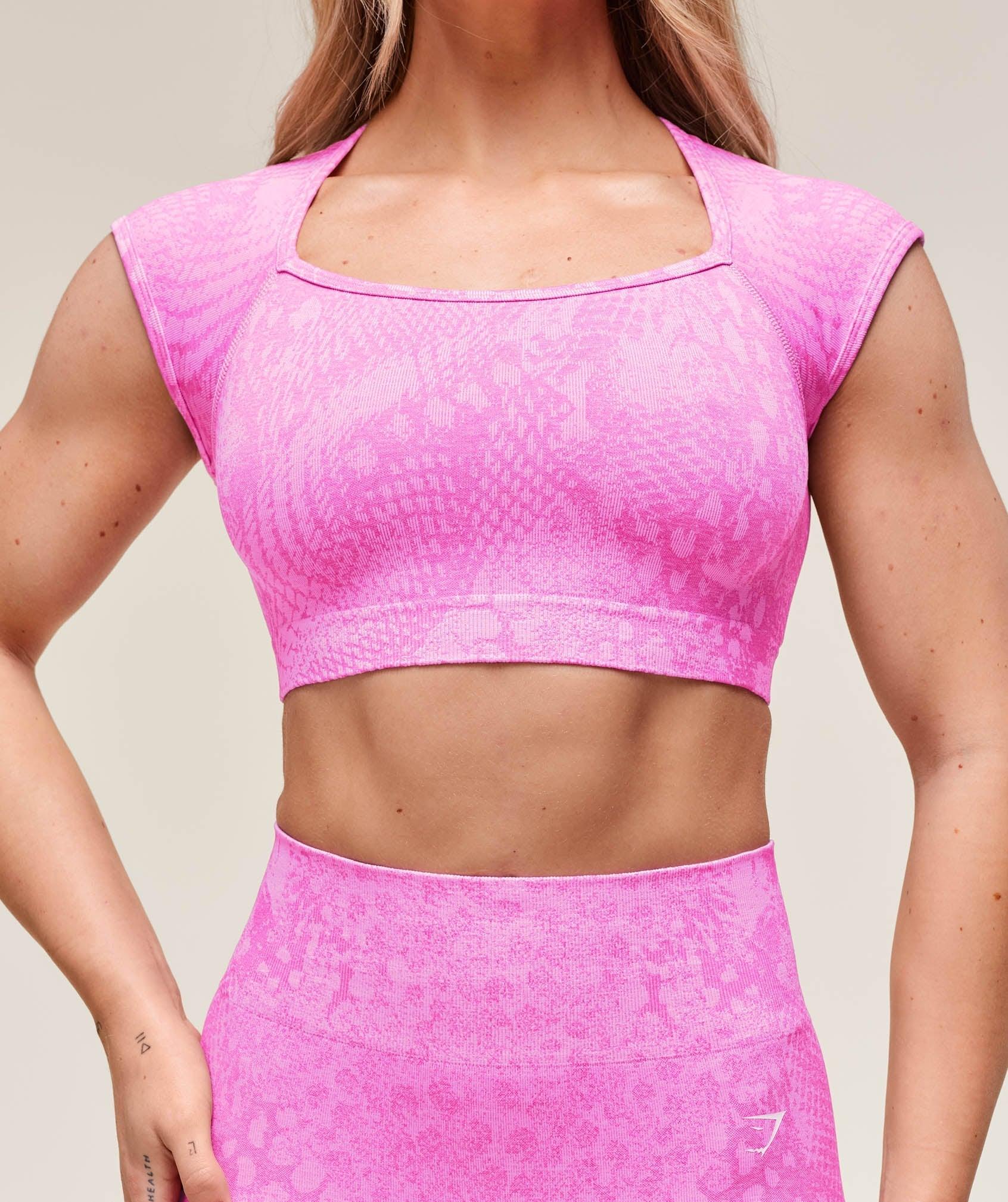 Gymshark Adapt Animal X Whitney Seamless Crop Top - Sour Pink/Vibrant Pink Female Product Image