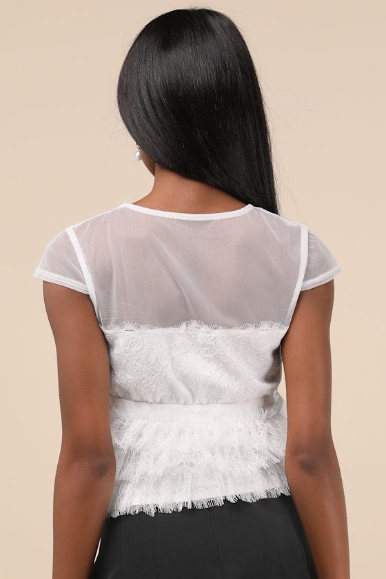 Whimsical Darling White Lace Top Product Image