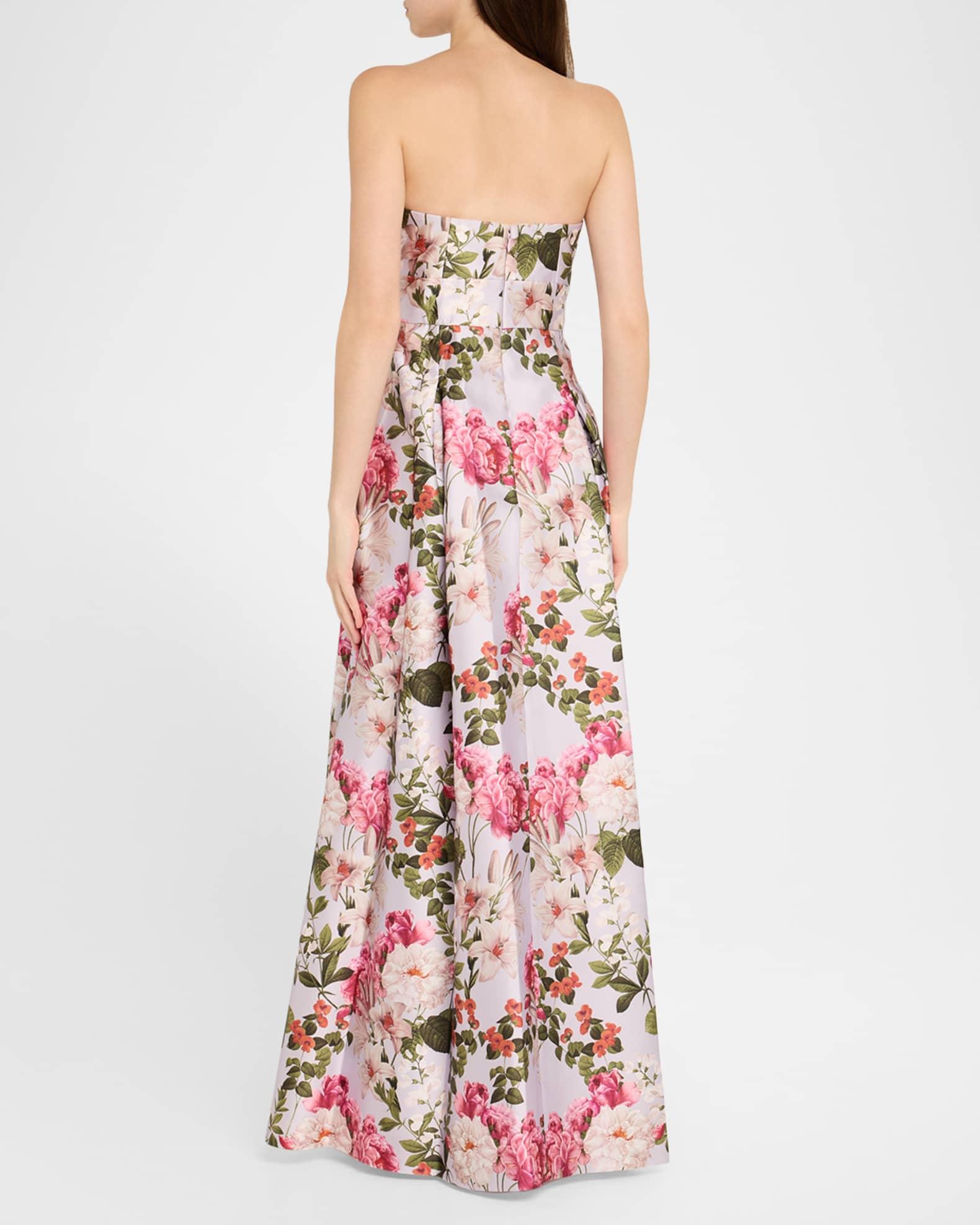 Giovanna Strapless Pleated Floral-Print Gown Product Image