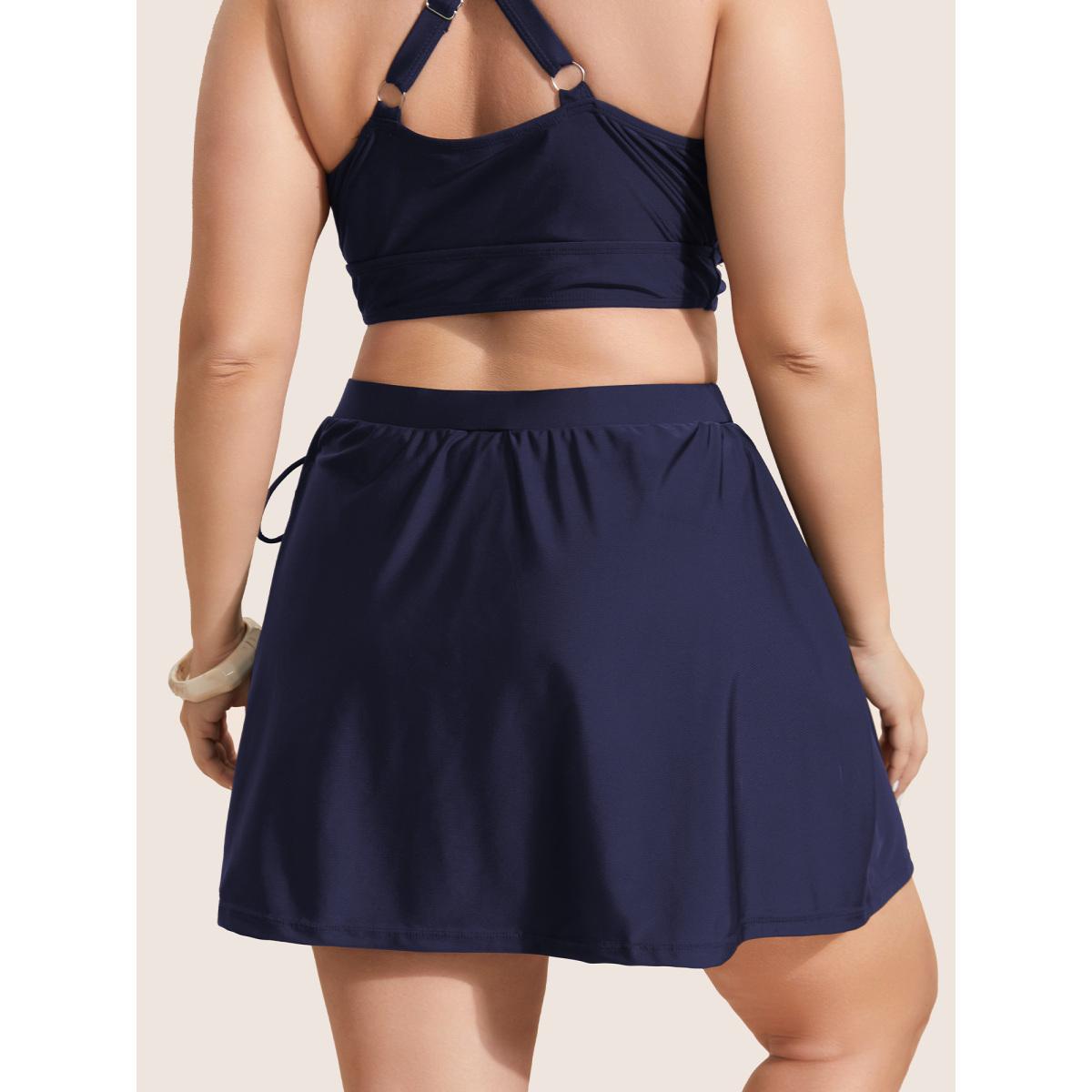 Plus Size High Rise Tie Knot Side Pocket Swim Bottom Women's Swimwear Black Beach Tie knot High stretch Bodycon High Rise Slanted pocket Curve Swim Bottoms BloomChic 26/4X Product Image