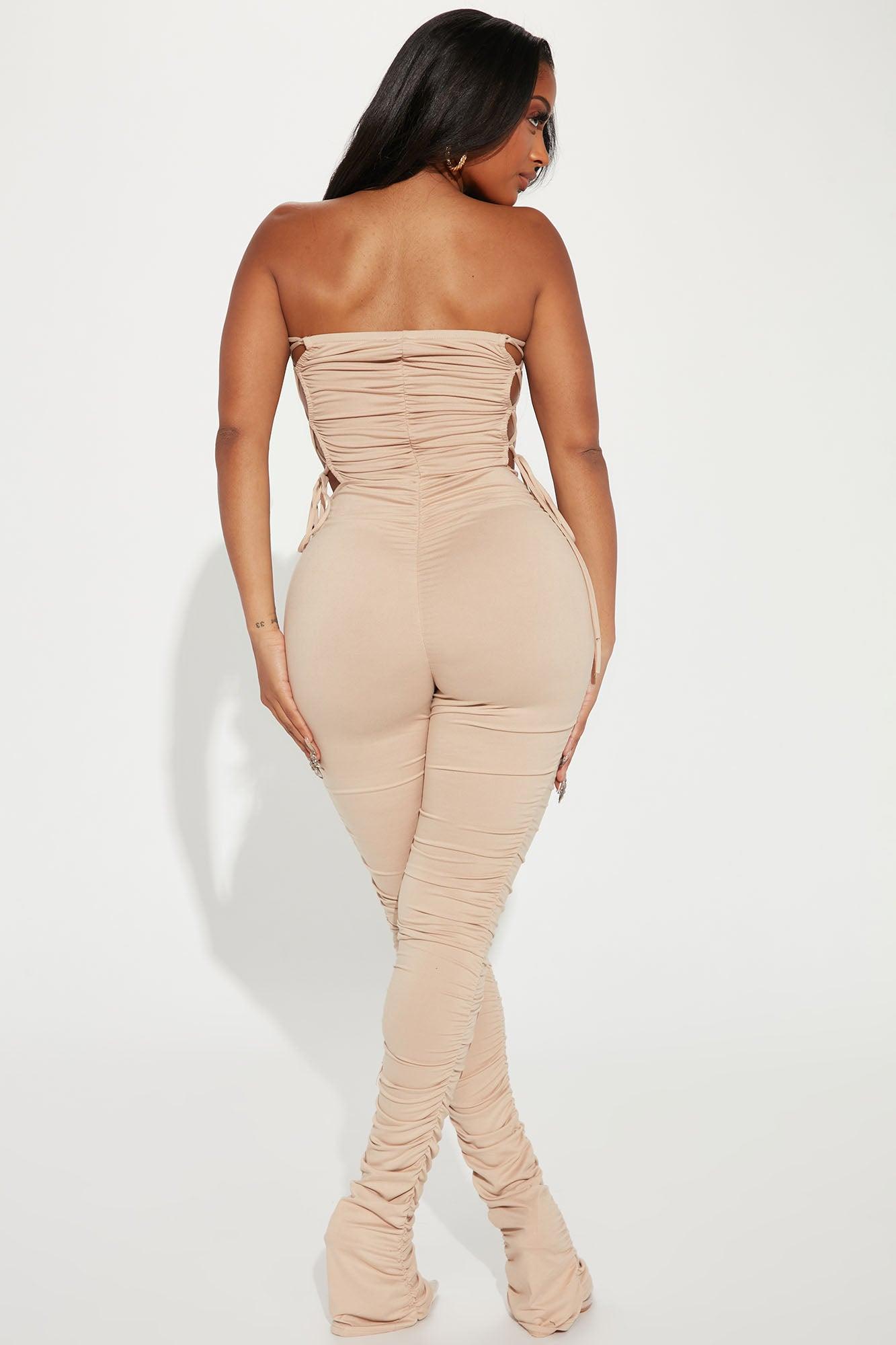 Ariana Ruched Jumpsuit - Taupe Product Image