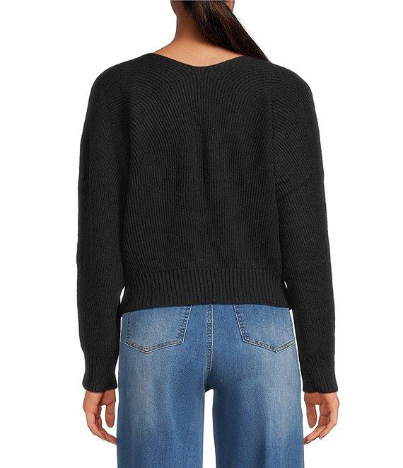 Sugarlips Ribbed Knit V-Neck Long Sleeve Front Hook Cardigan Product Image