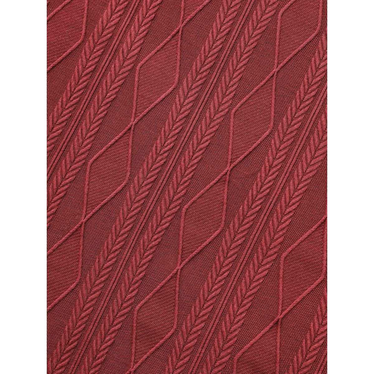 Plus Size V-neck Cable Knit Slim-Fit Tee Deepred Women Casual Texture V-neck Everyday T-shirts BloomChic 30/6X Product Image