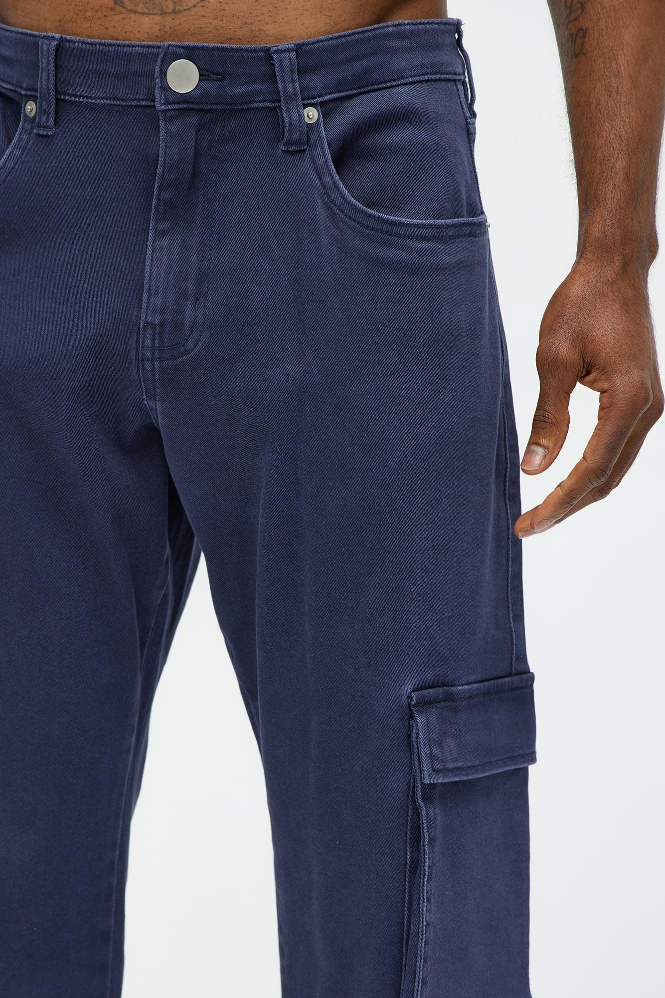 Classic Straight Cargo Jeans - Navy Product Image