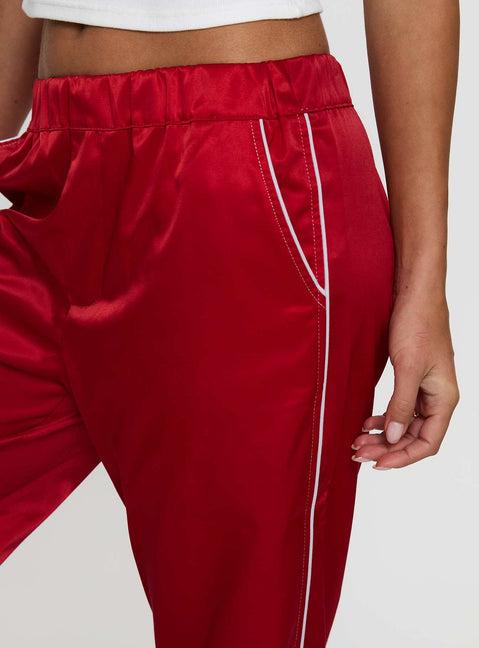 Travalta Satin Track Pant Red Product Image