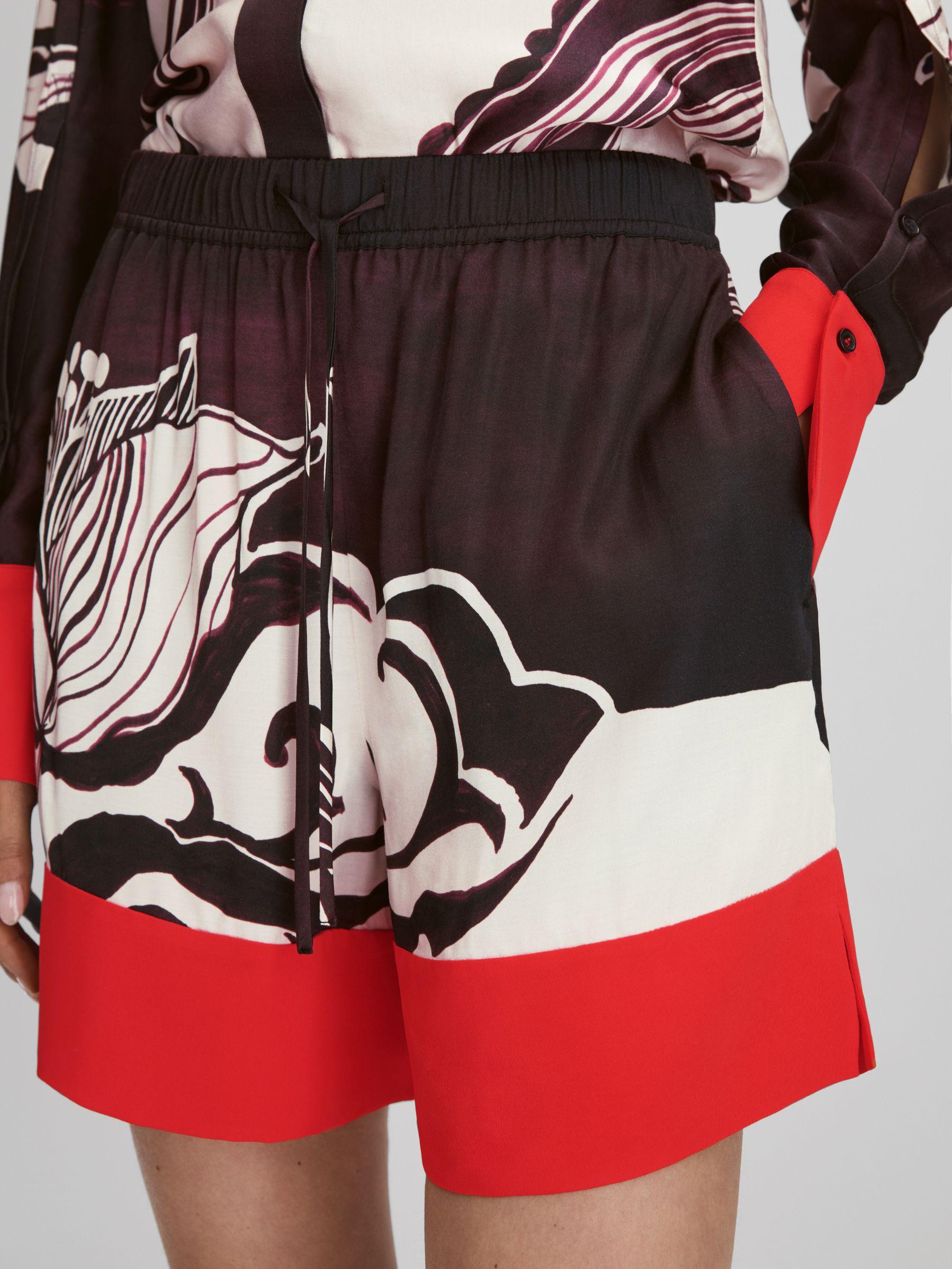 Printed Drawstring Shorts in Burgundy/Cream Product Image