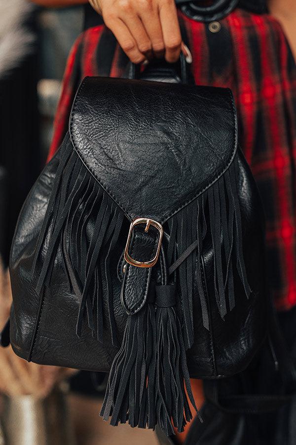 The Kenzo Faux Leather Fringe Backpack In Black Product Image
