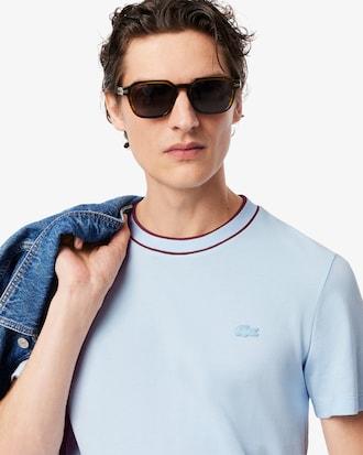 Men's Stretch Piqué Striped Collar T-Shirt Product Image