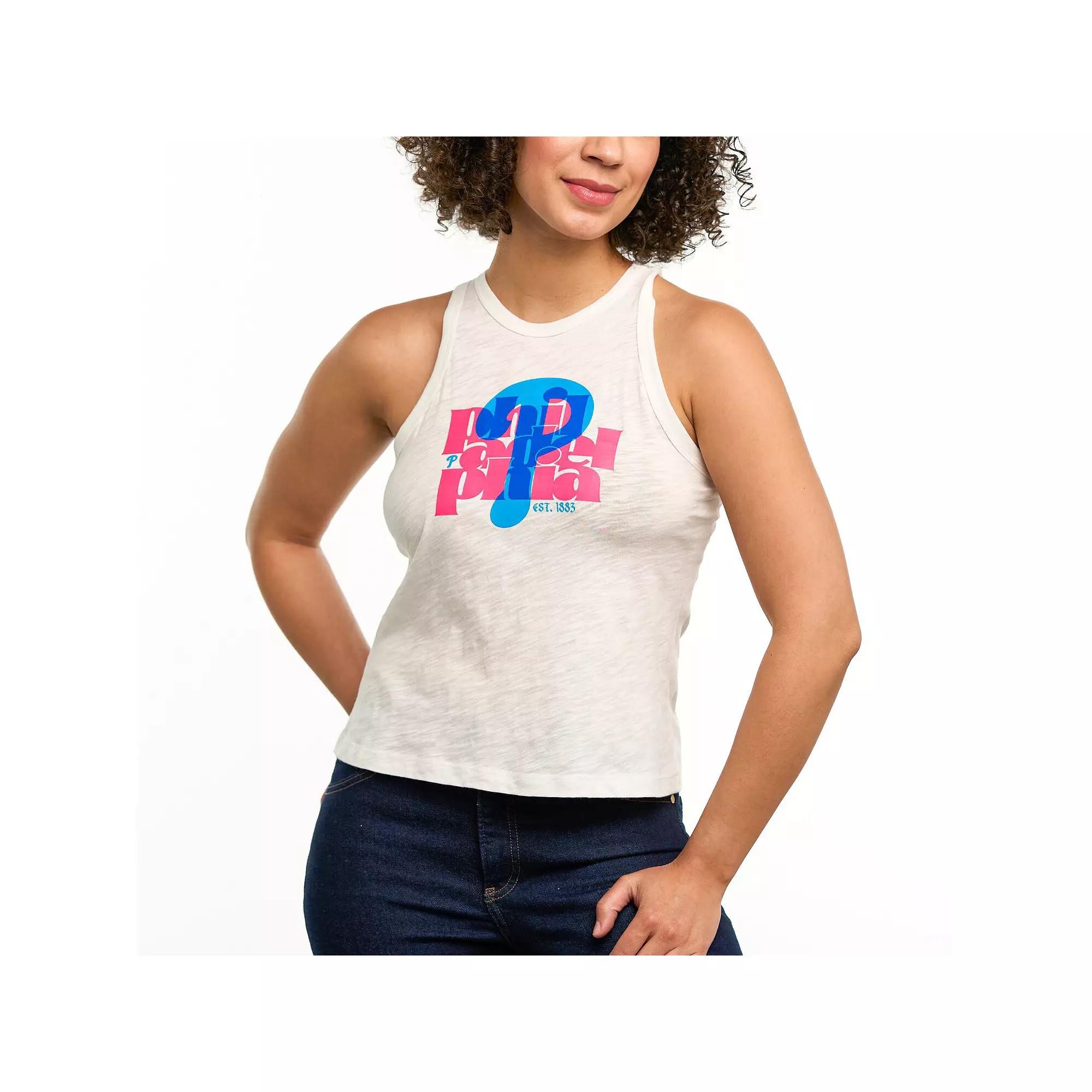 Women's Lusso White Philadelphia Phillies Lourdes Tank Top, Size: Small Product Image