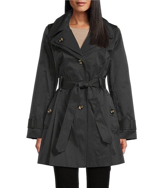 London Fog Double Collar Long Sleeve Belted Single Breasted Trench Coat Product Image