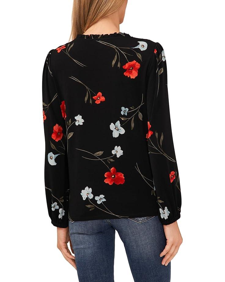 3/4 Sleeve Ruffle Cuff Crew Neck Top Product Image