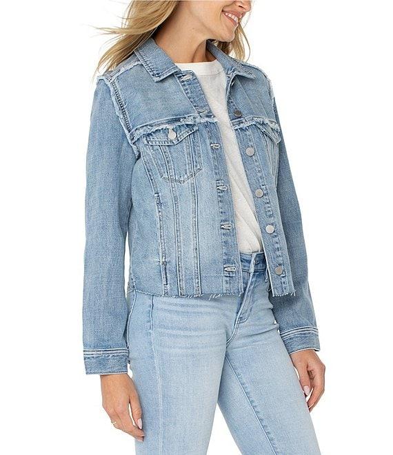 Liverpool Los Angeles Point Collar Long Sleeves Denim Truck Jacket Product Image