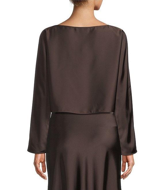 Antonio Melani Blyss Boat Neck Long Sleeve Coordinating Satin Blouse Product Image