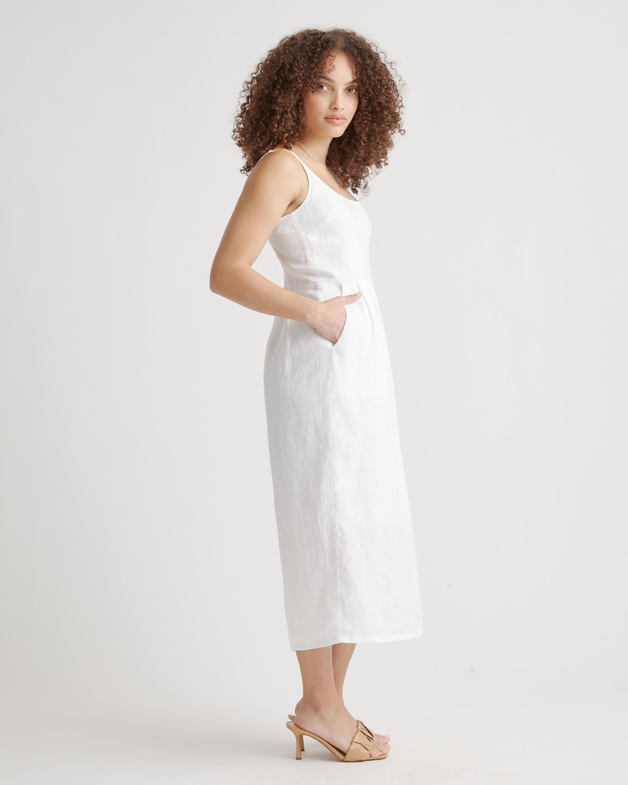 Quince | Women's 100% European Linen Scoop Neck Midi Dress Product Image