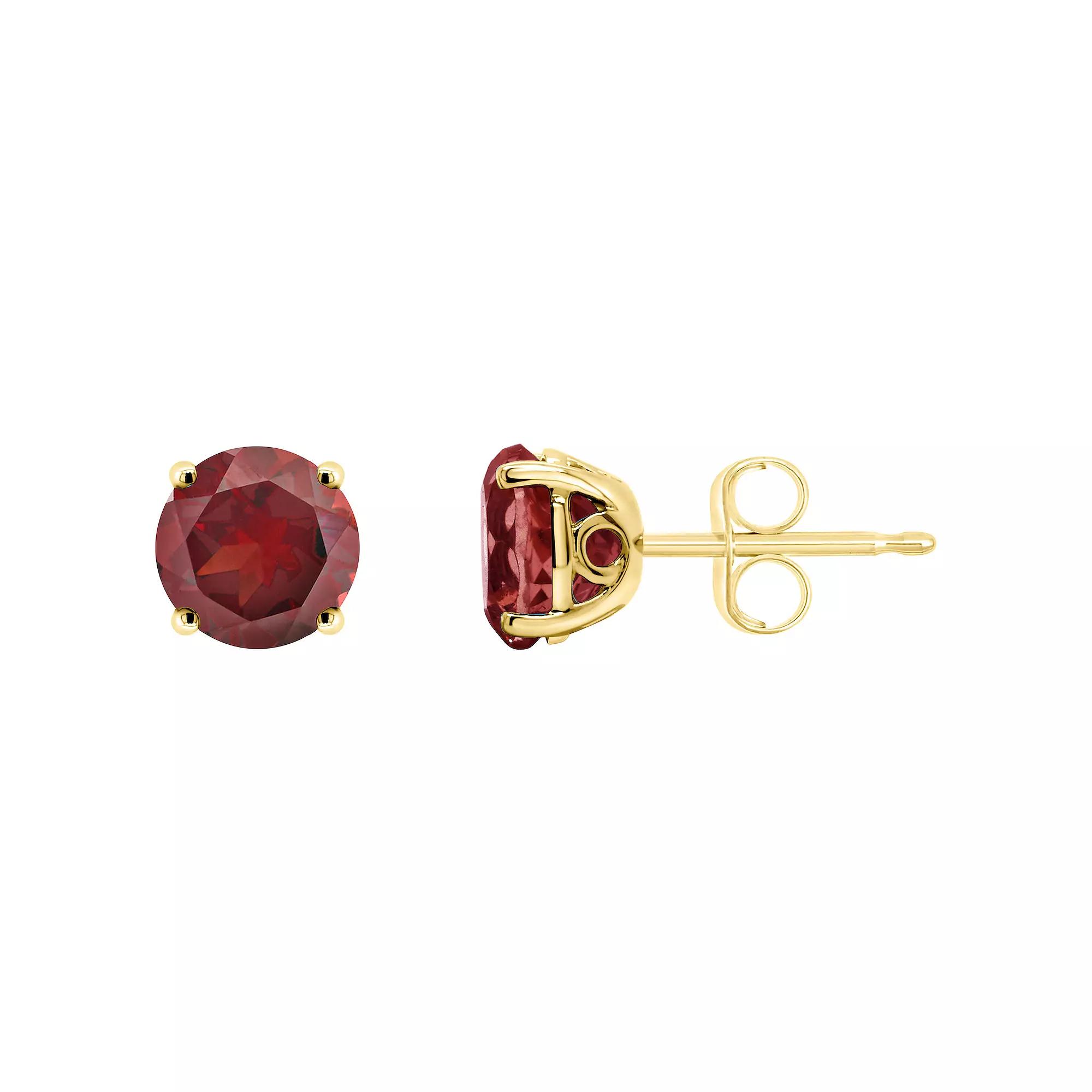 Alyson Layne 14k Gold Round Garnet Stud Earrings, Women's Product Image