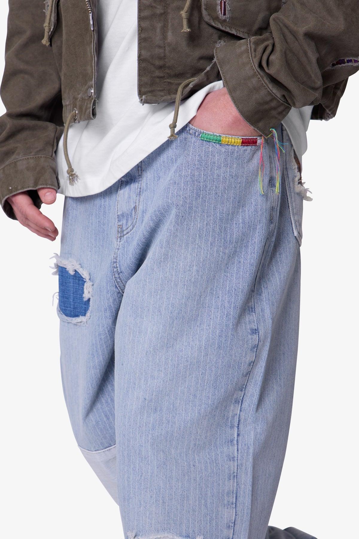 Ultra Baggy Patched Up Denim - Light Blue Product Image