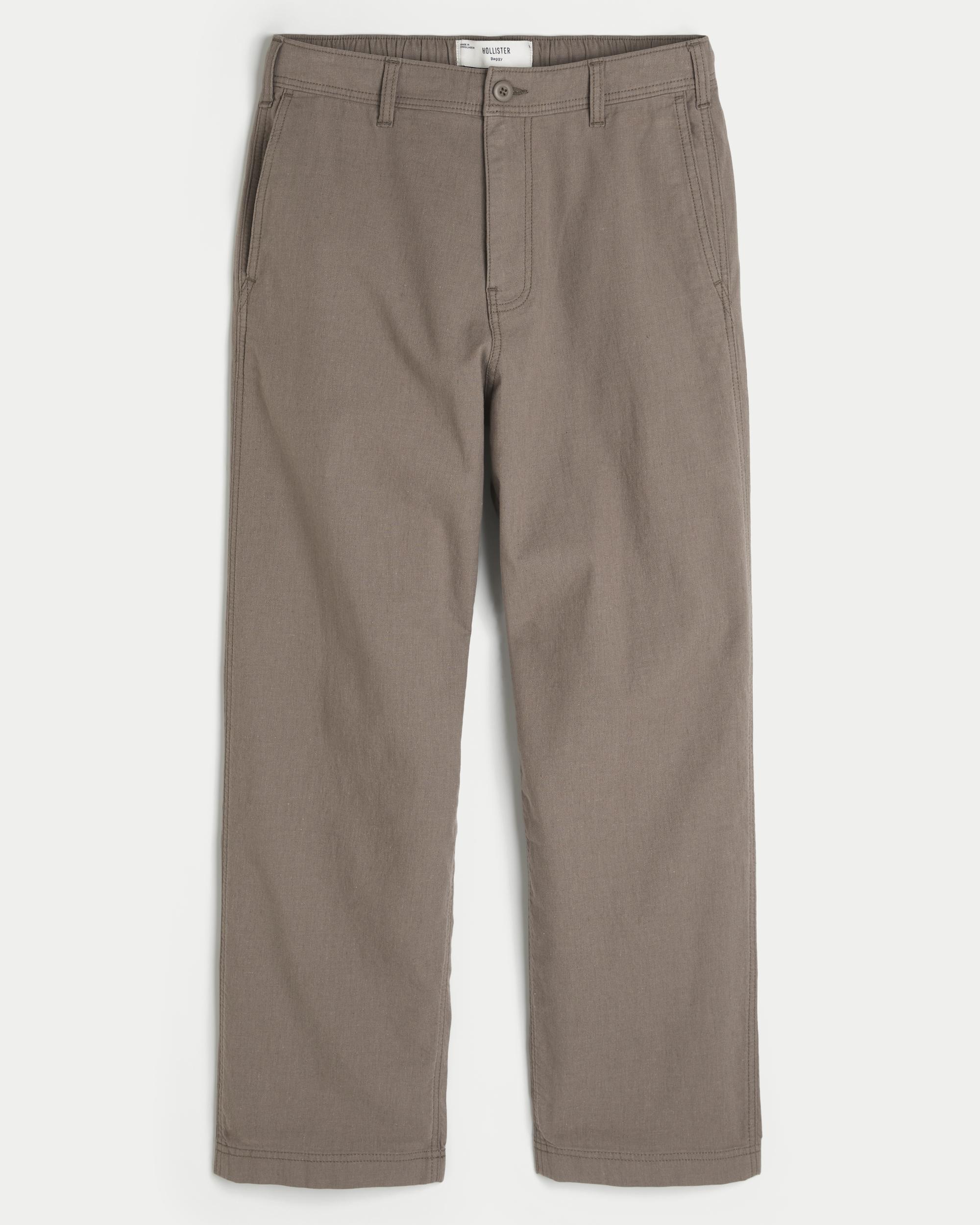 Linen-Blend Flex Waist Baggy Pants Product Image