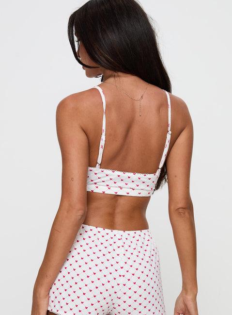 Slumber Pointelle Sleep Bralette White / Red Product Image
