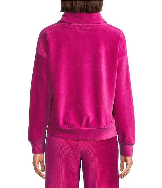 Westbound Coordinating Velour Rib Long Sleeve Funnel Neck Top Product Image