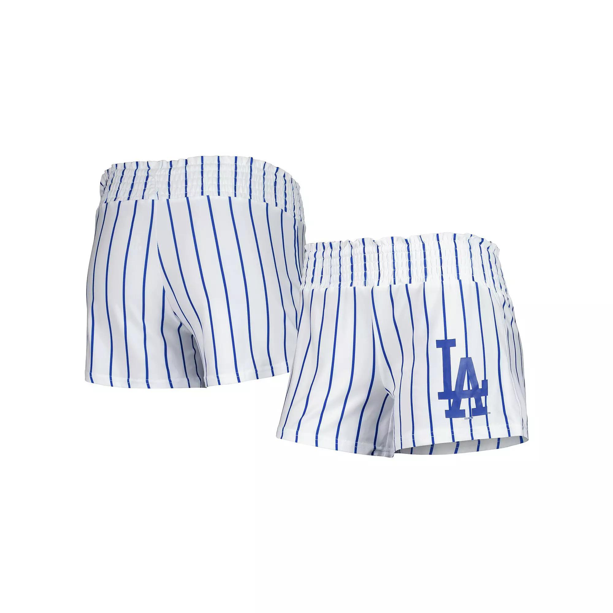 Women's Concepts Sport White Los Angeles Dodgers Reel Pinstripe Sleep Shorts, Size: Medium Product Image