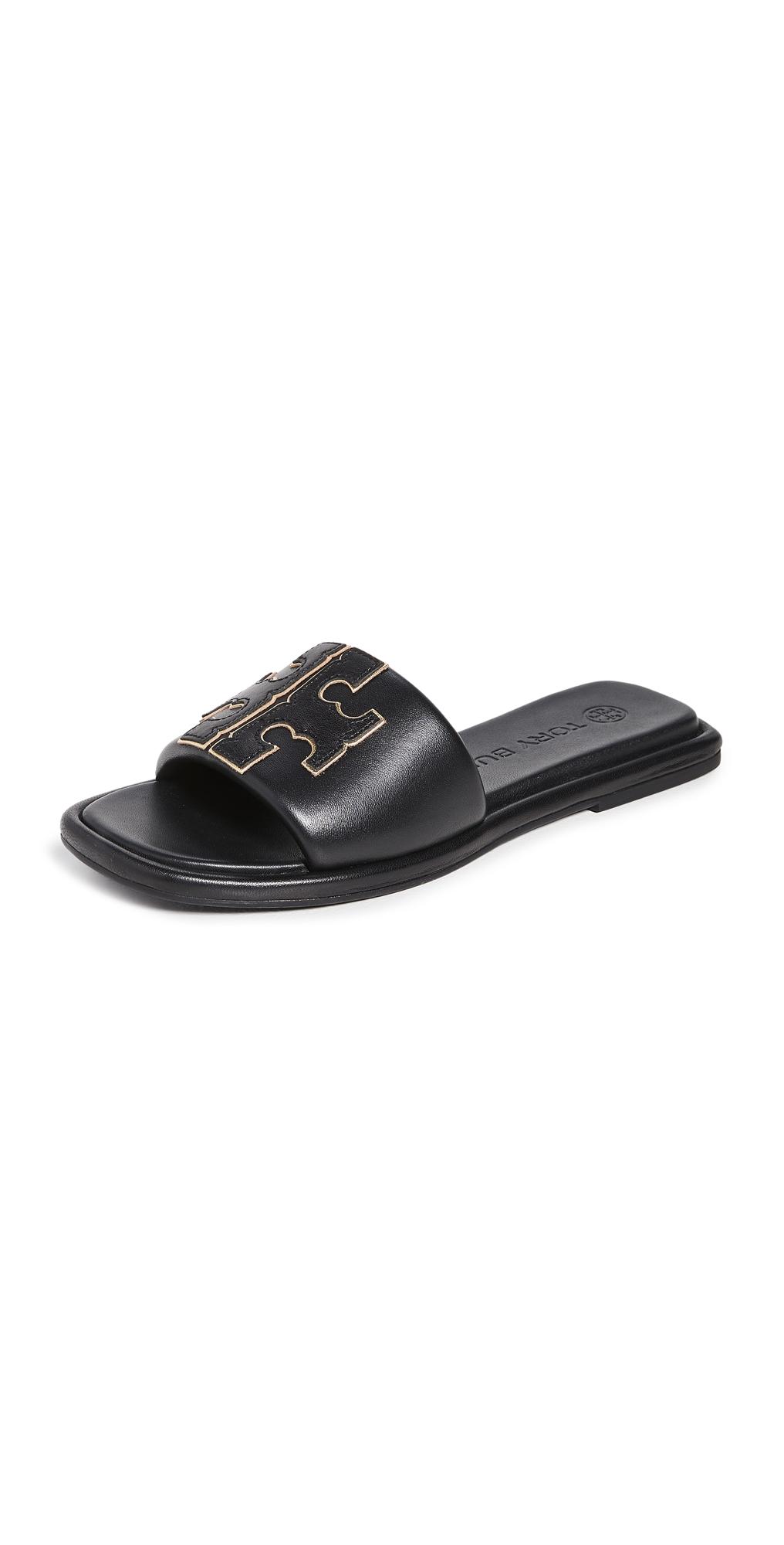 Womens Double-T Monogram Padded Leather Slide Sandals Product Image