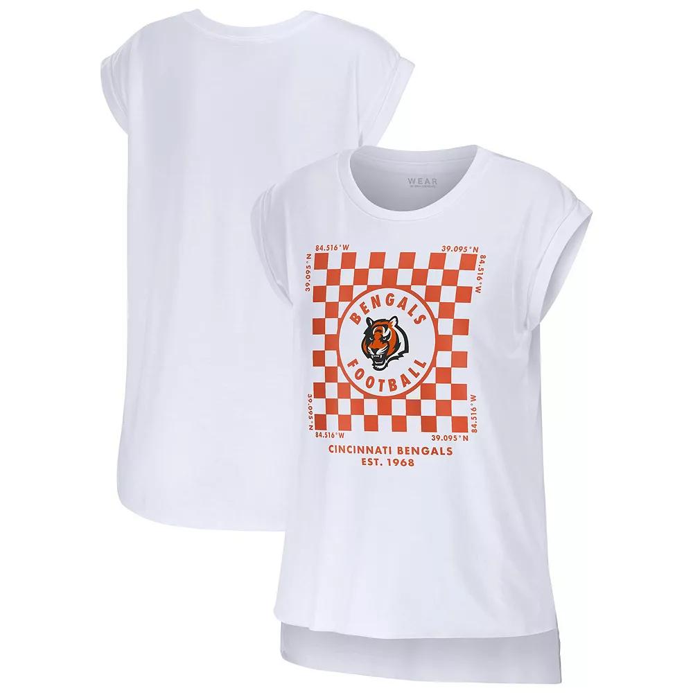 Women's WEAR by Erin Andrews White Cincinnati Bengals Checker Muscle Tank Top,  Product Image