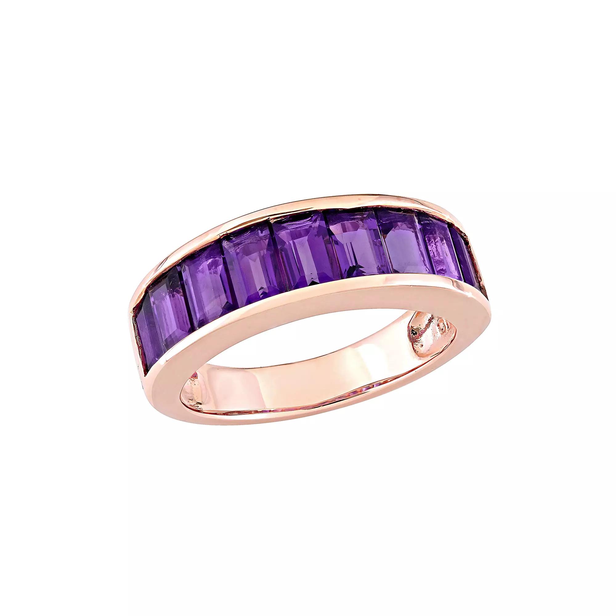 Stella Grace 18k Rose Gold Over Silver Amethyst Anniversary Band, Women's,  Product Image