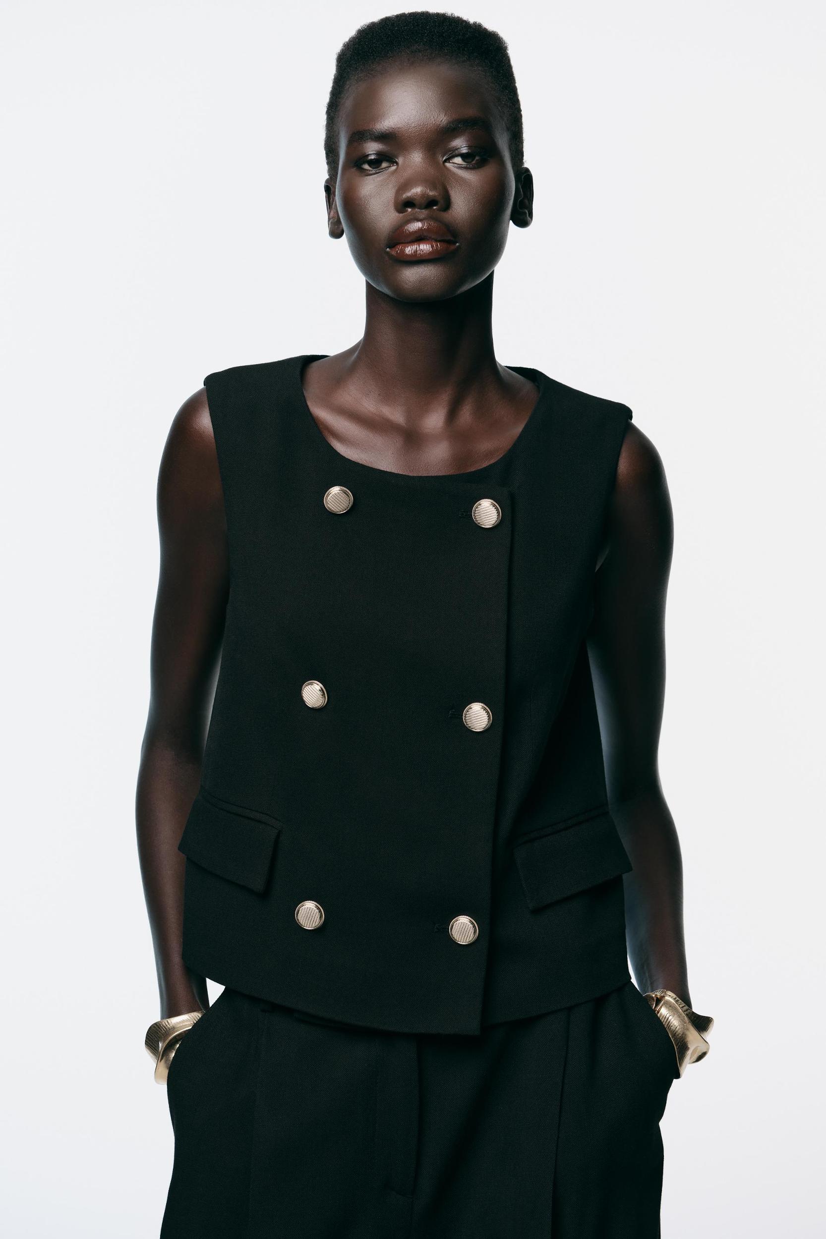 GOLD BUTTON DOUBLE BREASTED VEST Product Image