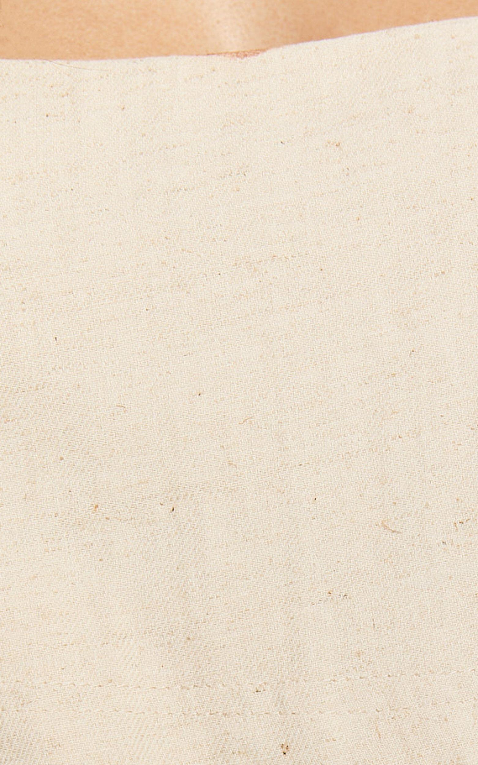 Sabrina Two Piece Set - Linen Straight Neck Crop Top and Wrap Front Split Skirt in Natural Product Image