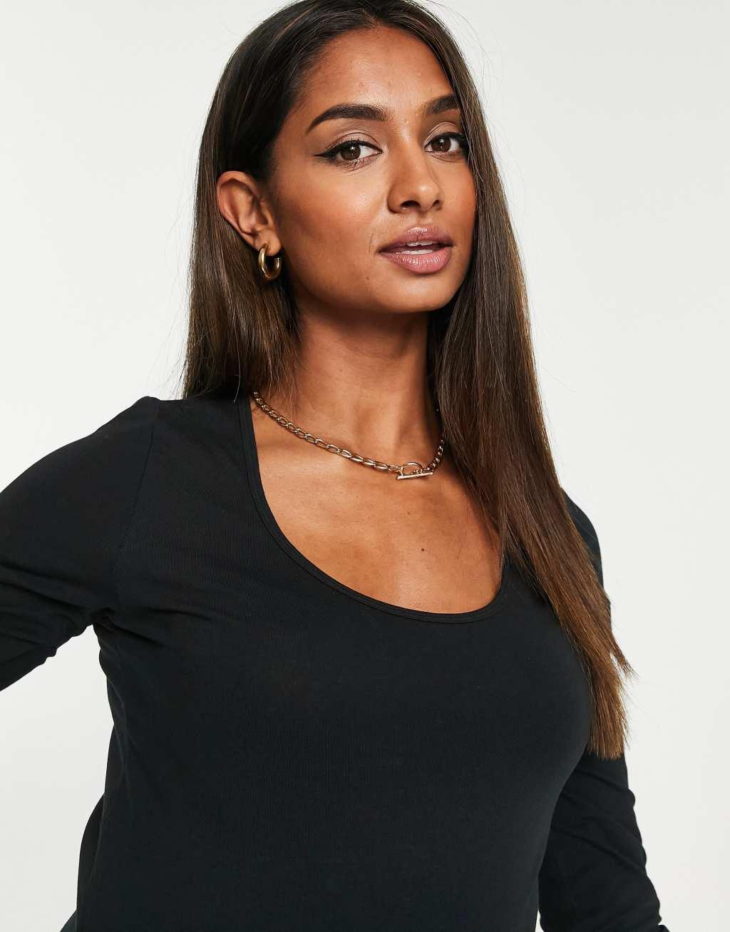 Mamalicious cotton 3/4 sleeve dress in black - BLACK Product Image